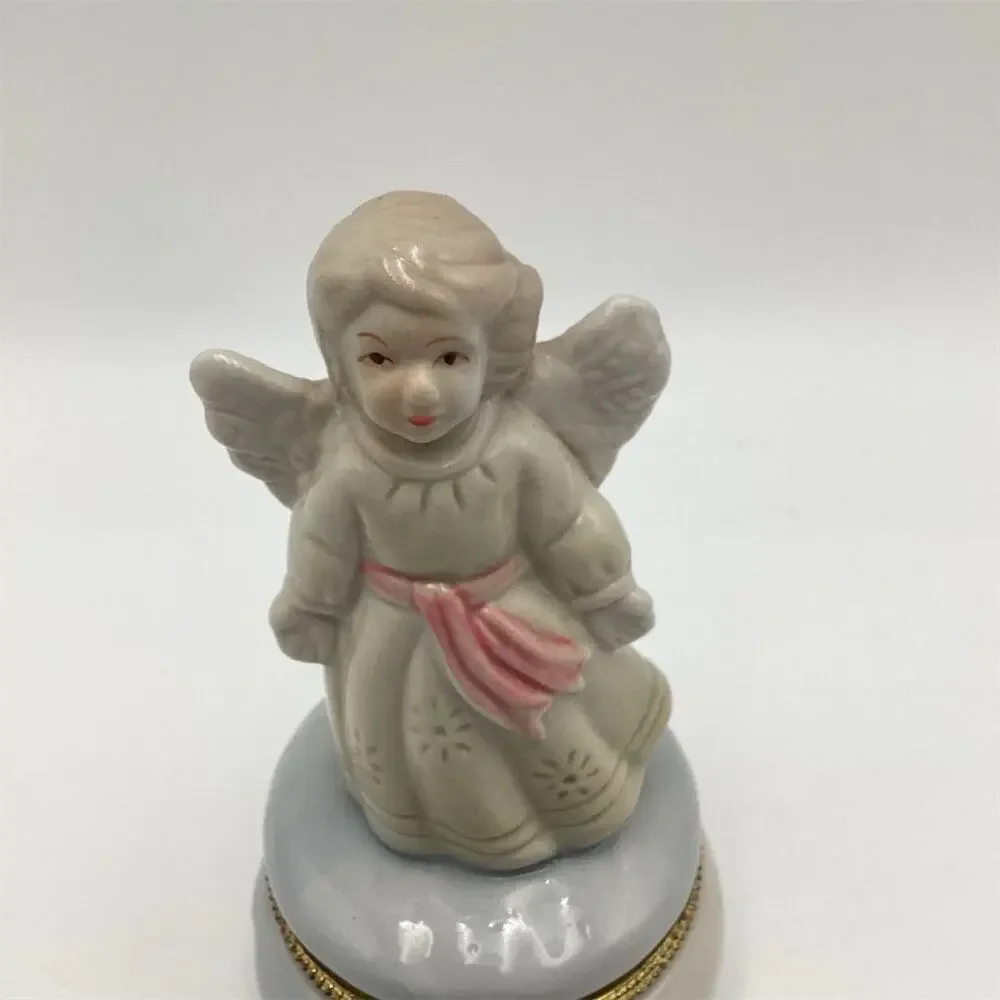 Vintage Porcelain Angel Trinket Box Red & Gold Classic‎ Decor